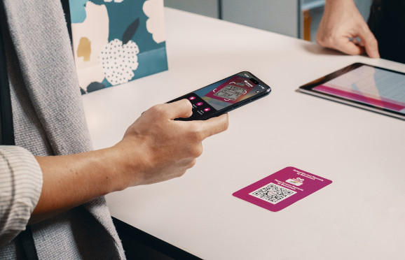 QR code on a sticker